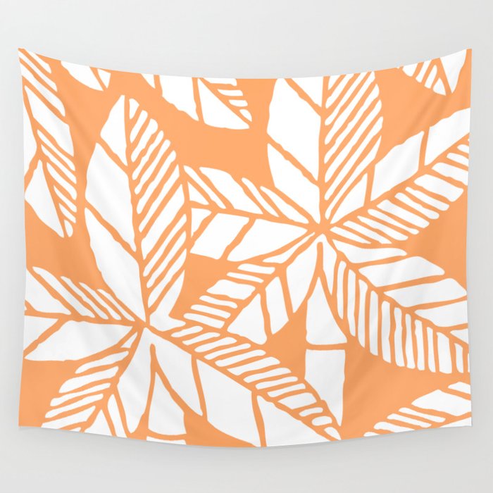 Tropical Palm Tree Composition 731 Orange Wall Tapestry