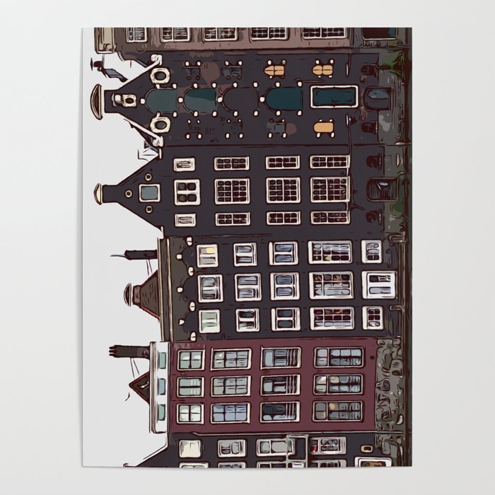 Traditional canal houses in Amsterdam - City Poster