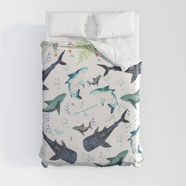 floral shark pattern Duvet Cover