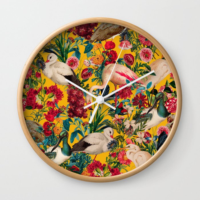 FLORAL AND BIRDS XVIII Wall Clock