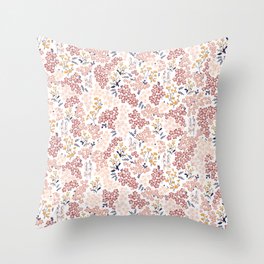 Minimal Blooming Flowers - Blush Pink, Yellow, Blue Throw Pillow
