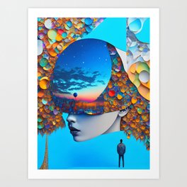 On My Mind - Thoughtful Collage Artwork  Art Print