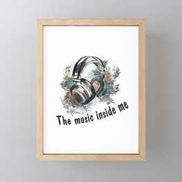 Headphones - The music inside me Framed Mini Art Print