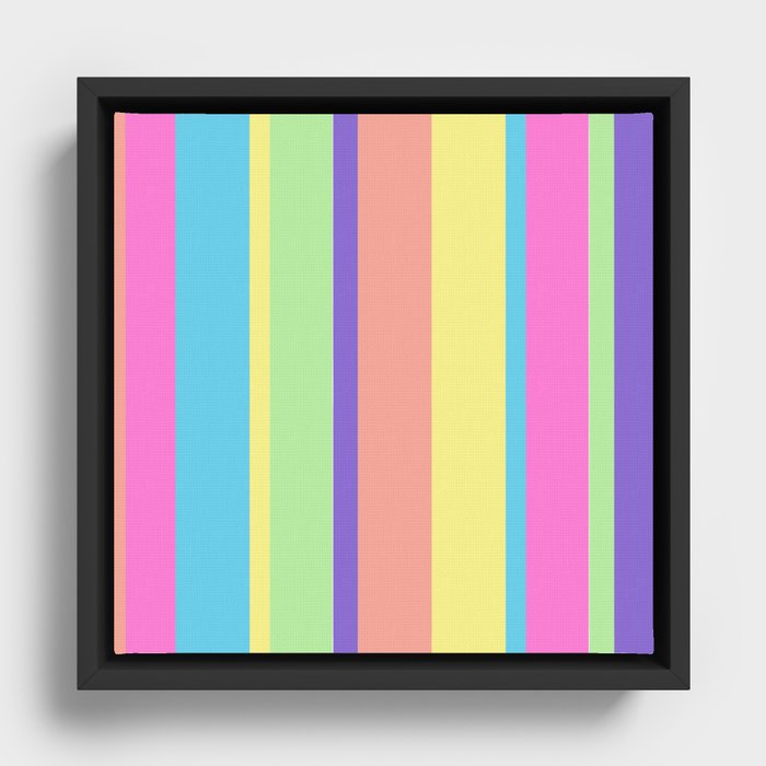Rainbow Stripes Framed Canvas