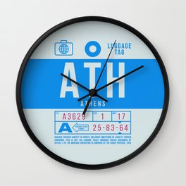 Luggage Tag B - ATH Athens Greece Wall Clock | Airline, Flying, Retro, 60S, Pass, Tag, Luggagetag, Greece, Luggage, Ath 