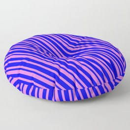 [ Thumbnail: Blue and Orchid Colored Pattern of Stripes Floor Pillow ]