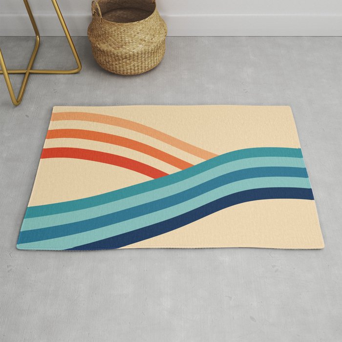 Minimalist Mid-century Abstract Art Retro Colors 70s 80s Stripes Rug by ...