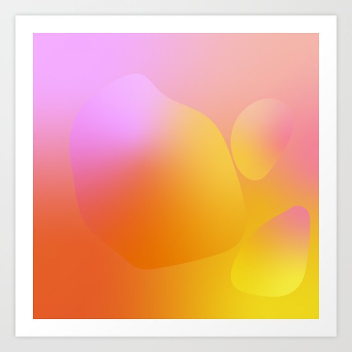 Color Gradient - Colorful Bright Abstract Art Design Pattern in Pink Red and Yellow Art Print