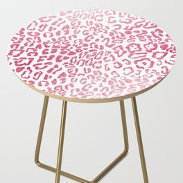 Abstract Hipster Girly Pink White Leopard Animal Print Side Table