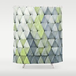 Textured Triangles Lime Gray Shower Curtain