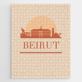 BEIRUT LEBANON CITY SKYLINE EARTH TONES Jigsaw Puzzle