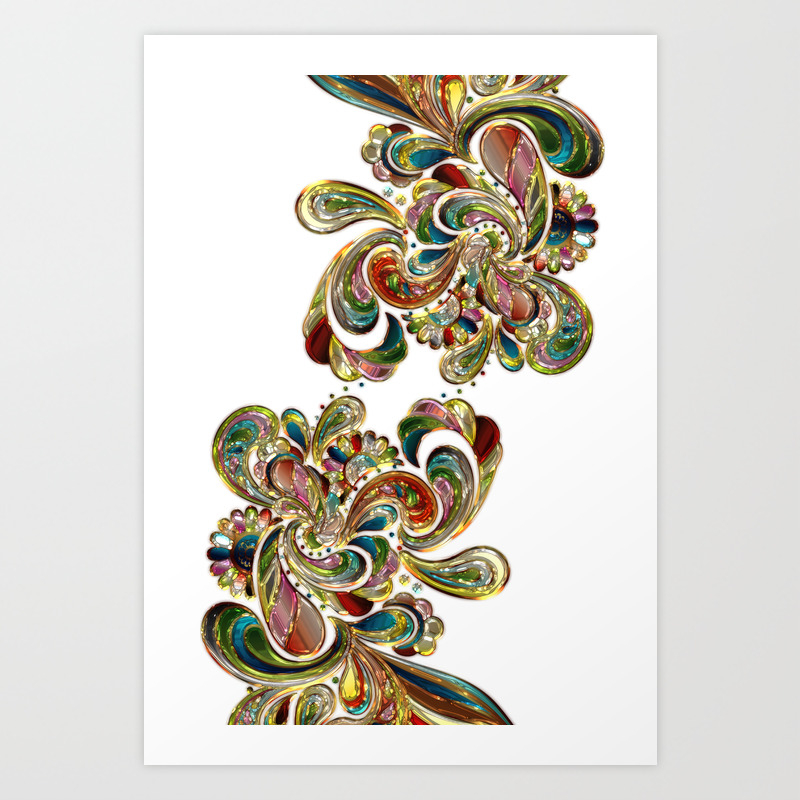 Liquid Bling Paisley Tattoo Art Print By Jokevermeer Society6