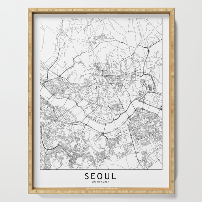 Seoul White Map Serving Tray