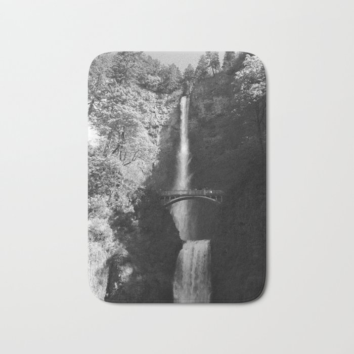 Multnomah Falls Oregon Waterfall Black and White Bath Mat