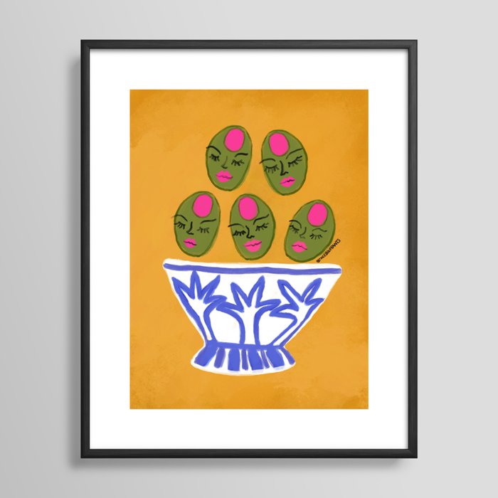Sassy Olives In A Bowl Framed Art Print