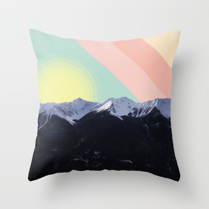 Abstract Banff Mountains Throw Pillow