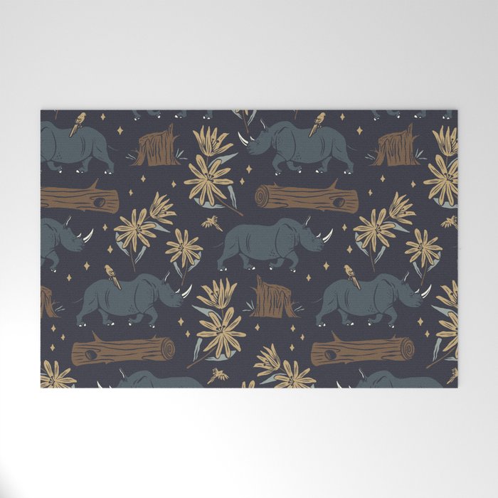 Rhinos and Birds Welcome Mat