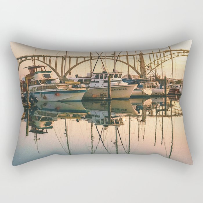 Sailboats at Sunset Oregon Coast Rectangular Pillow