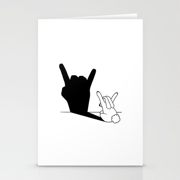 Rabbit Rock and Roll Hand Shadow Stationery Cards