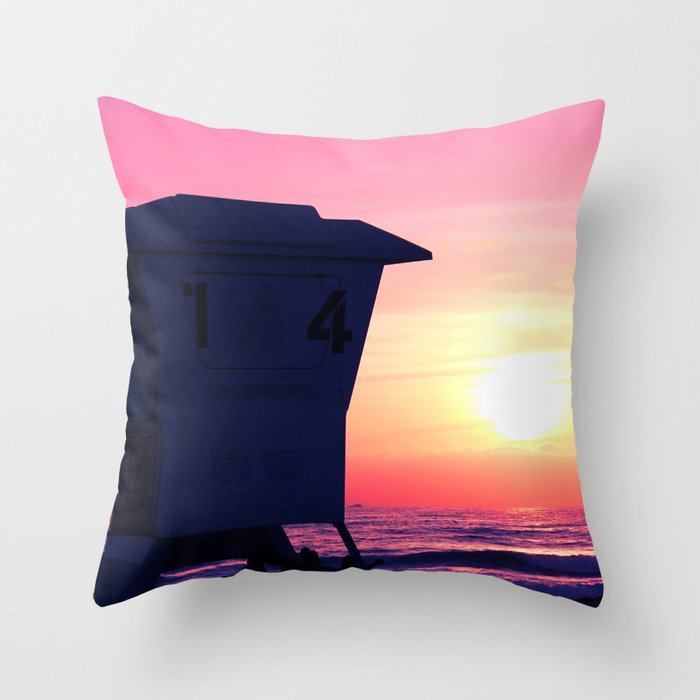 Mission Beach Sunset Throw Pillow