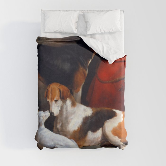 A Couple of Foxhounds with a Terrier the Property of Lord Henry Bentinck Duvet Cover