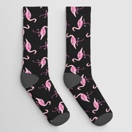 Pink Flamingos Pattern & Black Socks