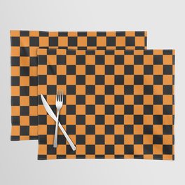 Orange and Black Checker Print Placemat