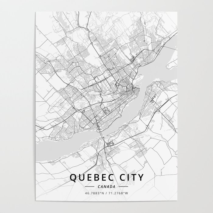 Quebec City, Canada - Light Map Poster