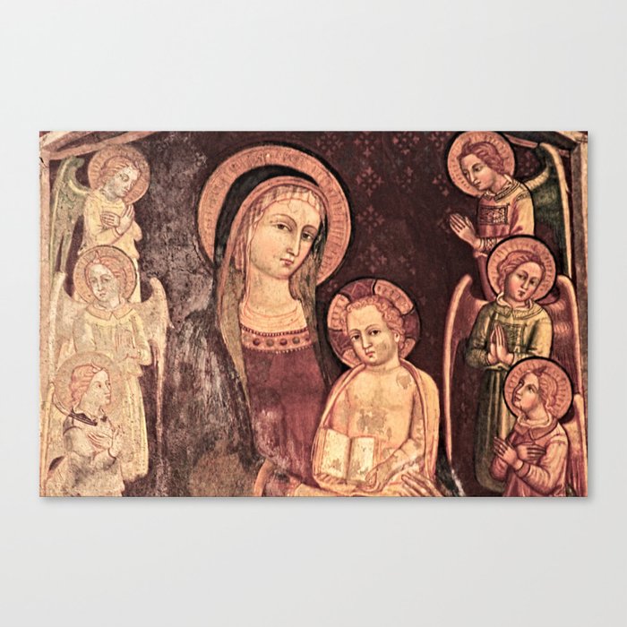 Baby Jesus Virgin Mary Angels Medieval Painting Narni Italy Canvas Print