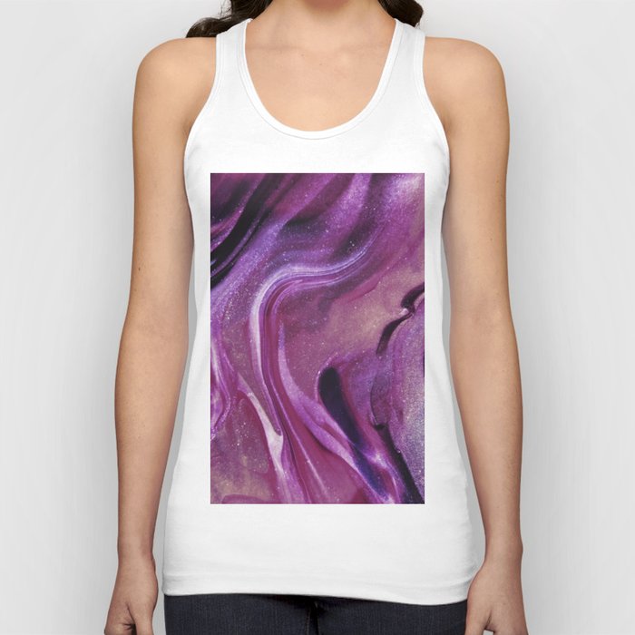 Abstract Magenta Pink Burgundy Black Glitter Marble Tank Top
