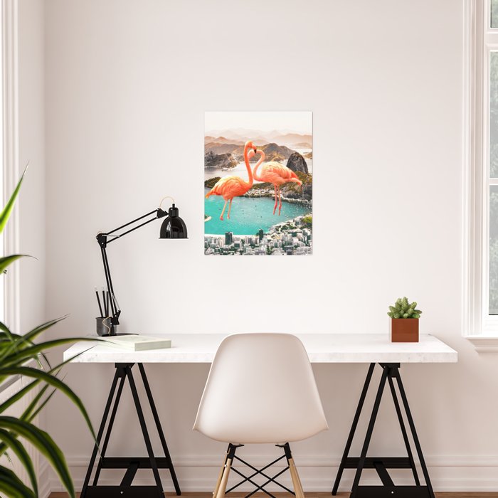 Collage Flamingo City Creative Nature Modern Trendy Wall Art Poster By Scandihome