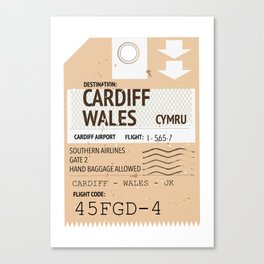 Cardiff Wales retro style plane ticket Canvas Print