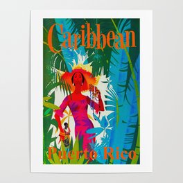 Vintage Caribbean Travel - Puerto Rico Poster