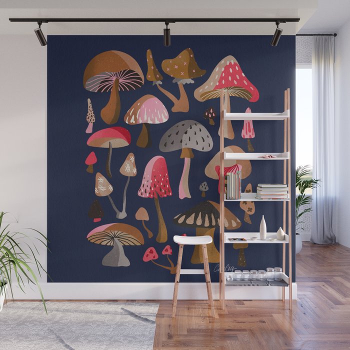 Mushroom Collection – Navy Wall Mural