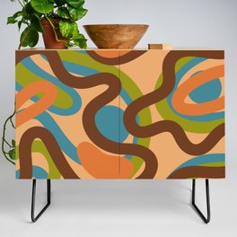 Abstract - orange brown green Credenza