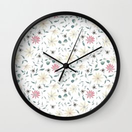 Floral Bee Print Wall Clock