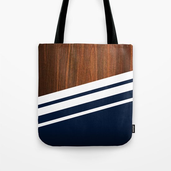 Wooden Navy Tote Bag