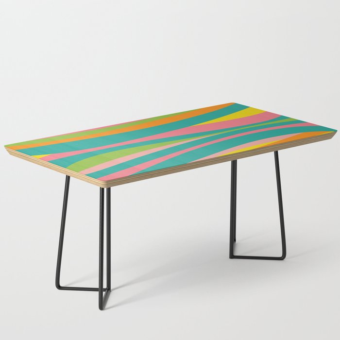 Summer Waves Colorful Abstract Pattern Teal Green Pink Yellow Orange Coffee Table