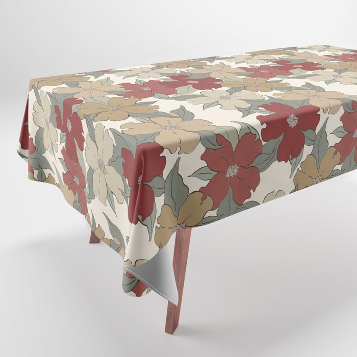 barn red mustard yellow cream harvest florals dogwood symbolize rebirth and hope Tablecloth