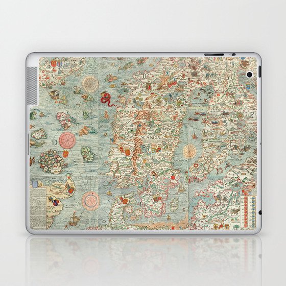 Carta marina (Marine Map) by Olaus Magnus, 1539 Laptop & iPad Skin by