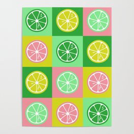 Retro lemon pop-art pastel Poster