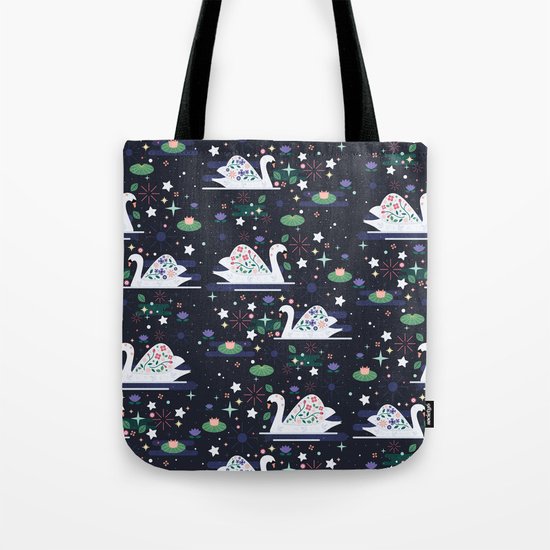 Swans on Stars Tote Bag