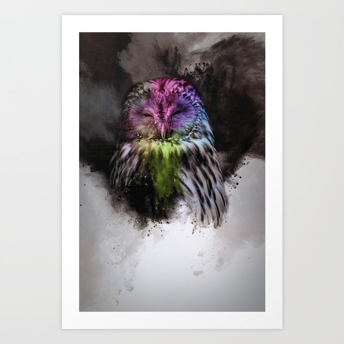 Abstract Colorful Owl Art Print