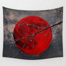 Modern Blood Red Moon Rain Gothic Decor A175 Wall Tapestry