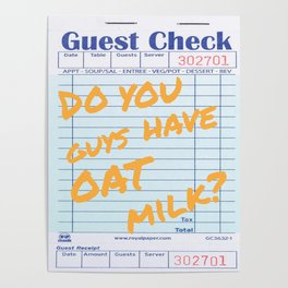 Guest Check Print | Oat Milk | Yellow Poster