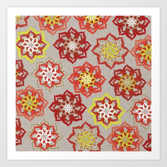 Multi Red Flowers Art Print