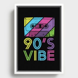 90's Vibe Retro Cassette Tape Music Framed Canvas