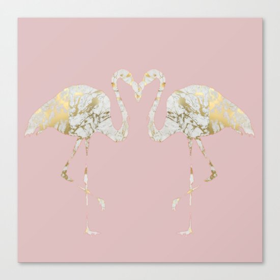 marble flamingo Canvas Print