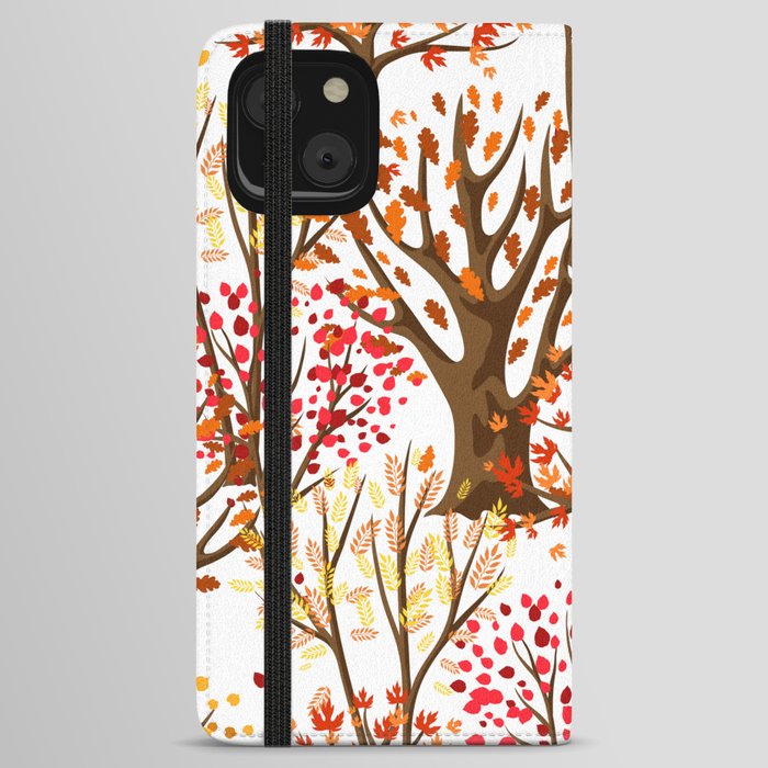 Autumn Seamless Pattern With stylized Trees iPhone Wallet Case