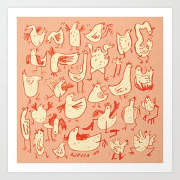Funky Chickens Art Print